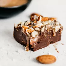 Almond and Caramel Sea Salt Swirled Fudge