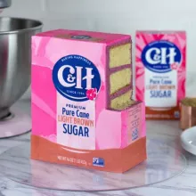 Fluffy Vanilla Cake with Brown Sugar Hibiscus Frosting