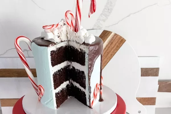 Hot Cocoa Cake with Marshmallow Buttercream
