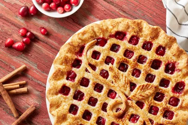 cranberry pie baked with c&h granulated sugar from easy baking tub