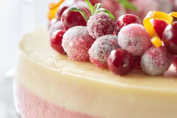 cranberry cheesecake made with c&h light brown sugar