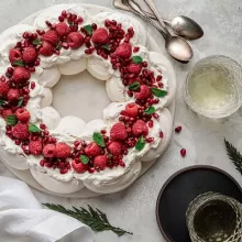 Pavlova with Almond Cream and Raspberries