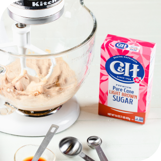 mixing bowl with c&h light brown sugar