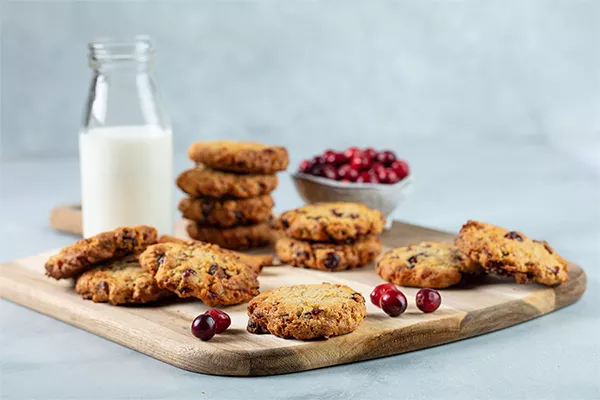 cranberry nut cookies baked with c&h granulated sugar and light brown sugar
