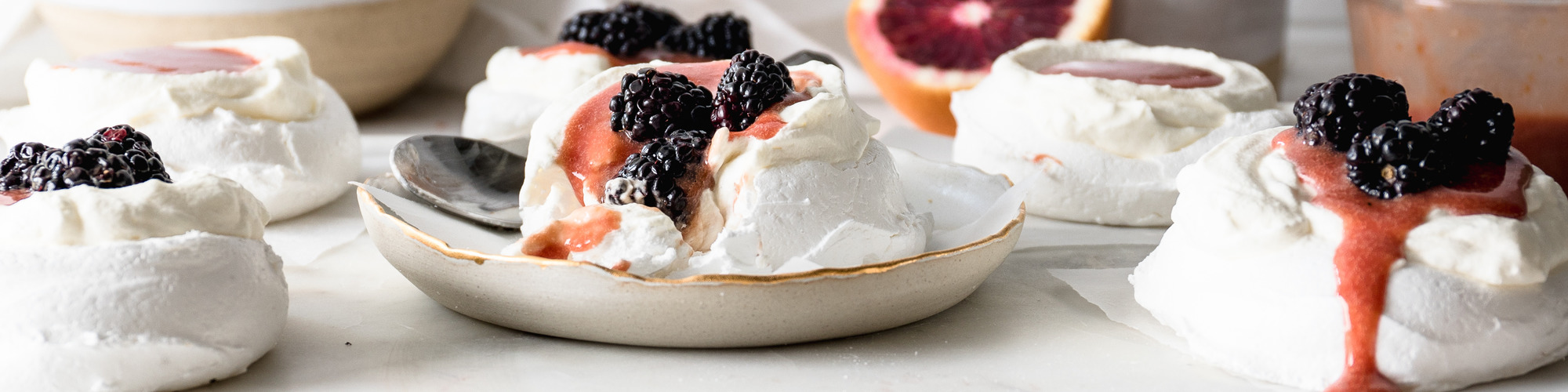 Petite Blood Orange Curd Meringues