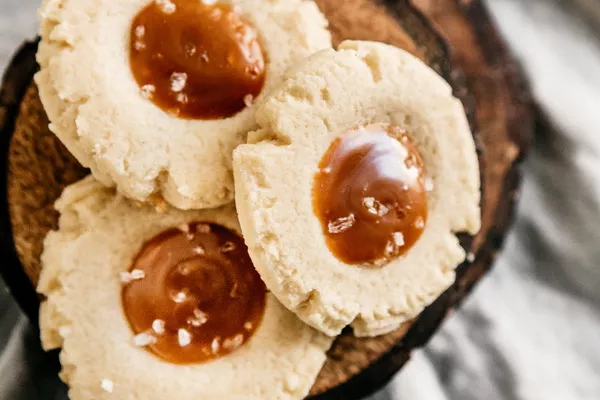 Sea Salt Caramel Thumbprint Cookies