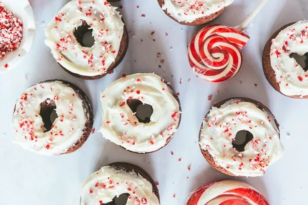 Chocolate Baked Donuts with Peppermint Icing