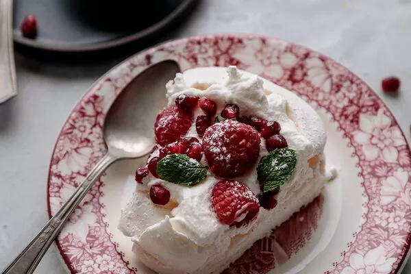 Pavlova with Almond Cream and Raspberries
