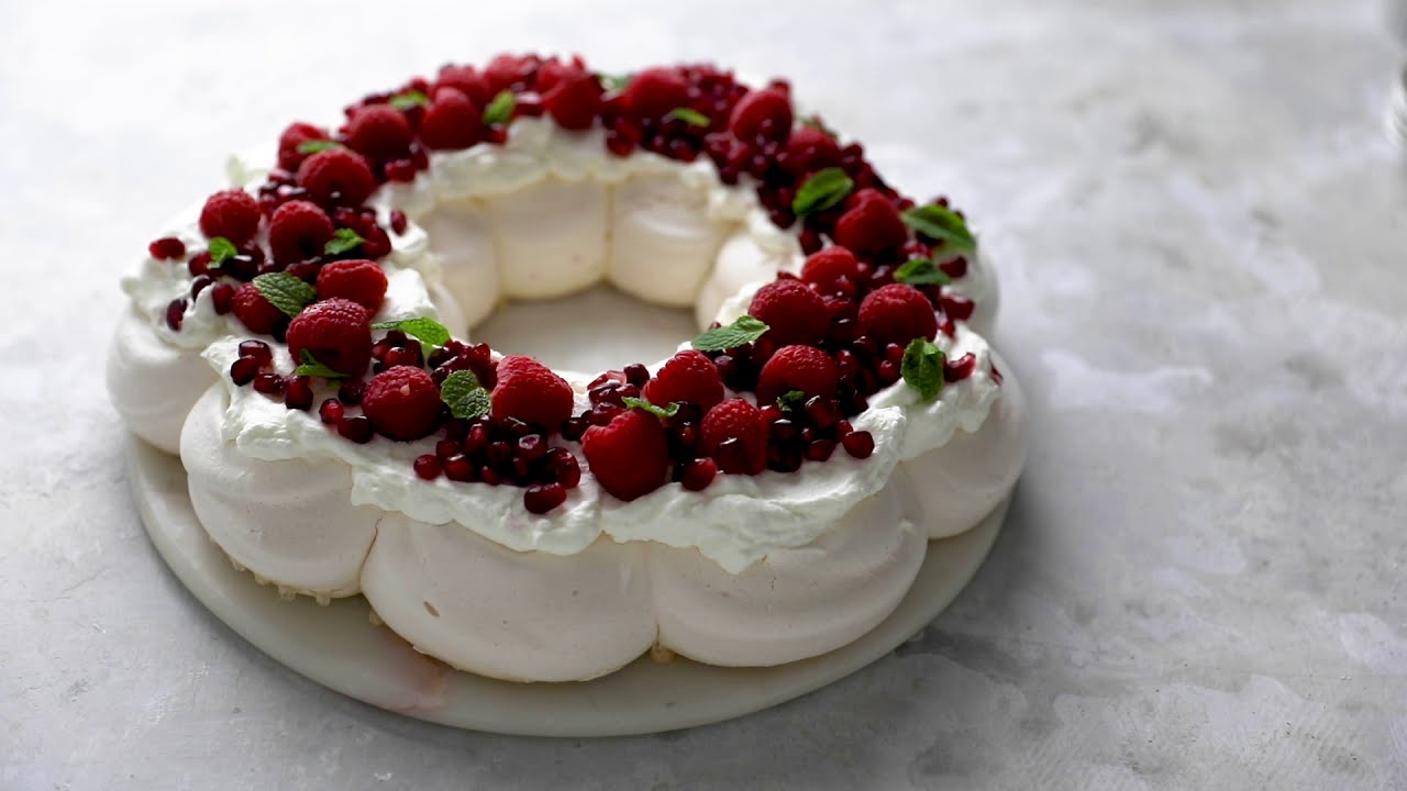 Pavlova with Almond Cream and Raspberries