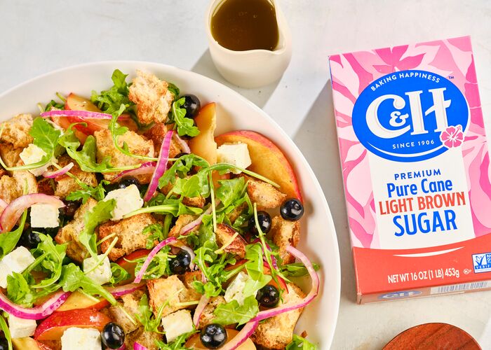 Blueberry Peach Panzanella Salad