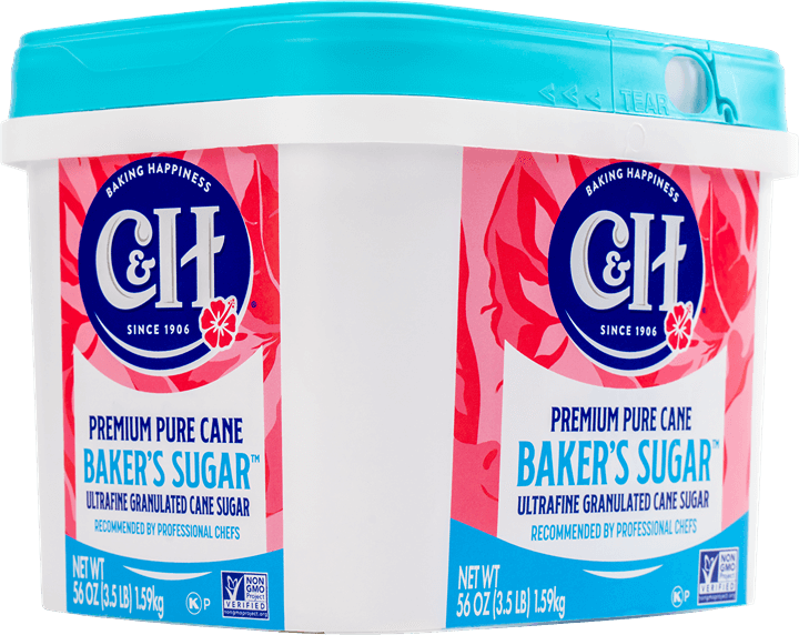 A tub of C&H® Baker's Sugar