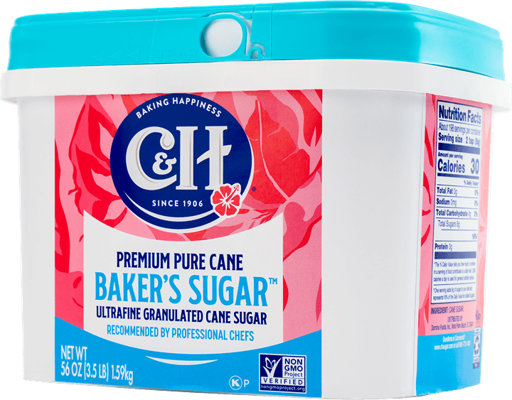 A tub of C&H® Baker's Sugar