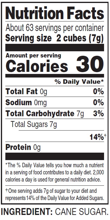 c&h sugar cubes 1lb box nutrition facts